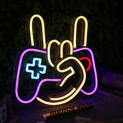 Rock Gesture With Game Controller Neon Sign