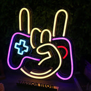 Rock Gesture With Game Controller Neon Sign