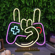 Rock Gesture With Game Controller Neon Sign