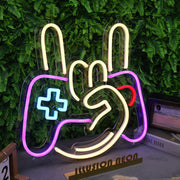 Rock Gesture With Game Controller Neon Sign