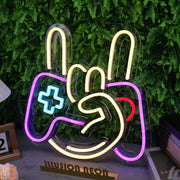 Rock Gesture With Game Controller Neon Sign