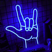 Rock Hand Gesture Neon Sign