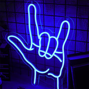 Rock Hand Gesture Neon Sign