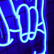 Rock Hand Gesture Neon Sign