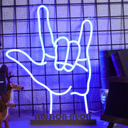 Rock Hand Gesture Neon Sign