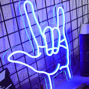 Rock Hand Gesture Neon Sign