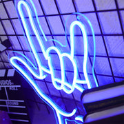 Rock Hand Gesture Neon Sign