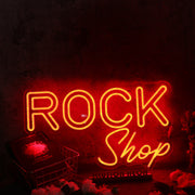 Rock Shop Orange Neon Sign