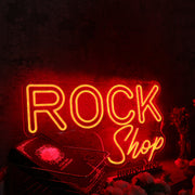 Rock Shop Orange Neon Sign