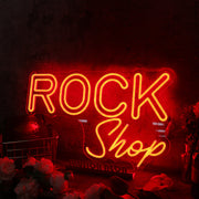 Rock Shop Orange Neon Sign