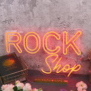 Rock Shop Orange Neon Sign