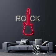 Rock With Electric Guitar Neon Sign