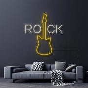 Rock With Electric Guitar Neon Sign