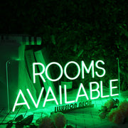 Rooms Available Green Neon Sign