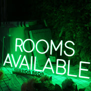 Rooms Available Green Neon Sign