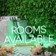 Rooms Available Green Neon Sign