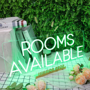 Rooms Available Green Neon Sign