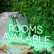 Rooms Available Green Neon Sign