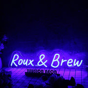 Roux And Brew Blue Neon Sign