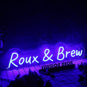 Roux And Brew Blue Neon Sign