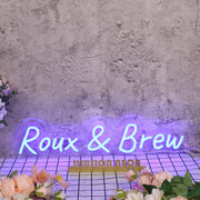 Roux And Brew Blue Neon Sign