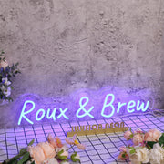 Roux And Brew Blue Neon Sign