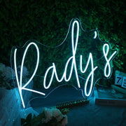 Rudy's Blue Neon Sign