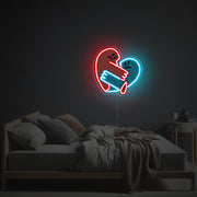 Sadly Huging Broken Heart LED Neon Acrylic Artwork