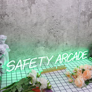 Safety Arcade Green Neon Sign