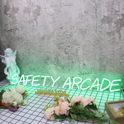 Safety Arcade Green Neon Sign