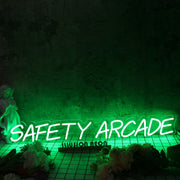 Safety Arcade Green Neon Sign