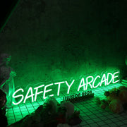 Safety Arcade Green Neon Sign