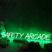 Safety Arcade Green Neon Sign