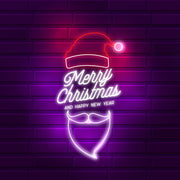 Santa Greeting Merry Christmas and New Year Neon Sign