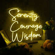 Serenity Courage Wisdom Yellow Neon Sign