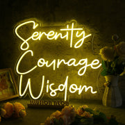 Serenity Courage Wisdom Yellow Neon Sign