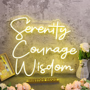 Serenity Courage Wisdom Yellow Neon Sign