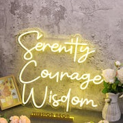 Serenity Courage Wisdom Yellow Neon Sign