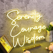 Serenity Courage Wisdom Yellow Neon Sign