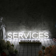 Services White Neon Sign