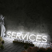 Services White Neon Sign