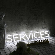 Services White Neon Sign