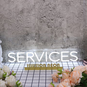 Services White Neon Sign