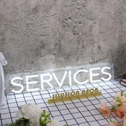 Services White Neon Sign