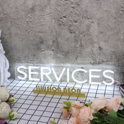 Services White Neon Sign