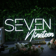 Seven Nineteen White Neon Sign