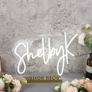 Shelby K White Neon Sign