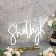 Shelby K White Neon Sign