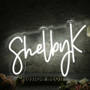 Shelby K White Neon Sign