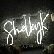 Shelby K White Neon Sign